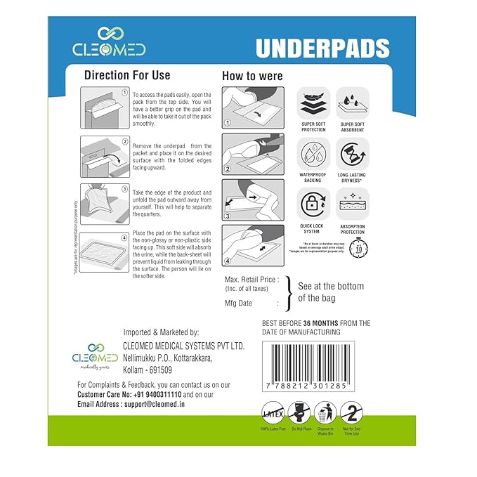 CLEOMED Silkes Under Pads for Adults